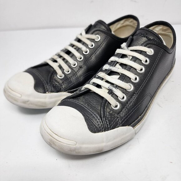 Jack Purcell Black Leather Blue Soled Sneakers, Men's 7.5 - Picture 1 of 7